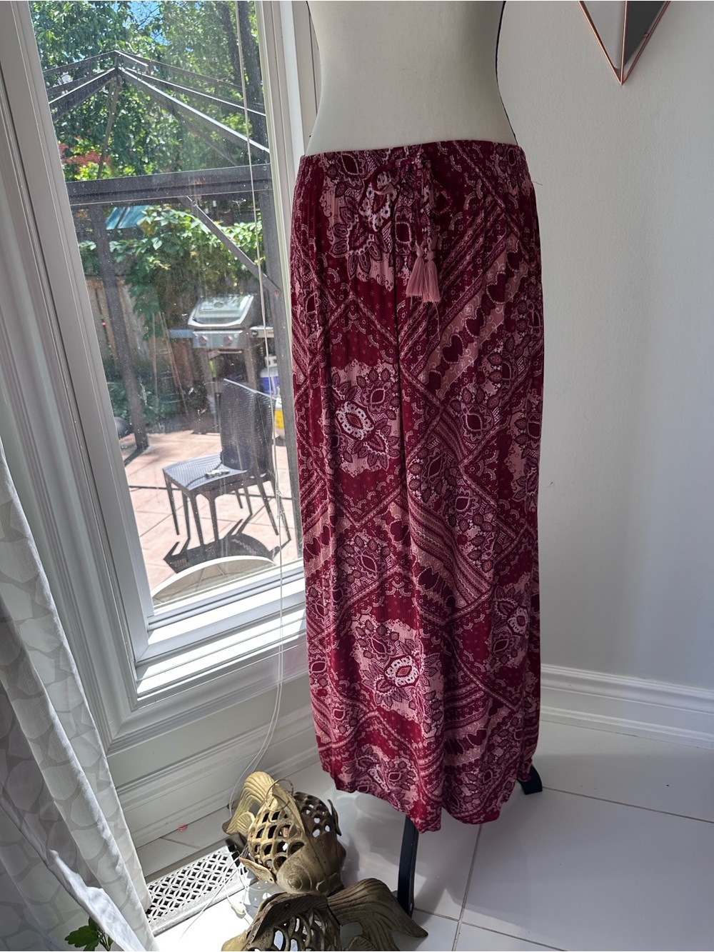 VINTAGE Y2K Red Paisley Bandana Festival Maxi Skirt Boho Bohemian EU 38 US 4-6